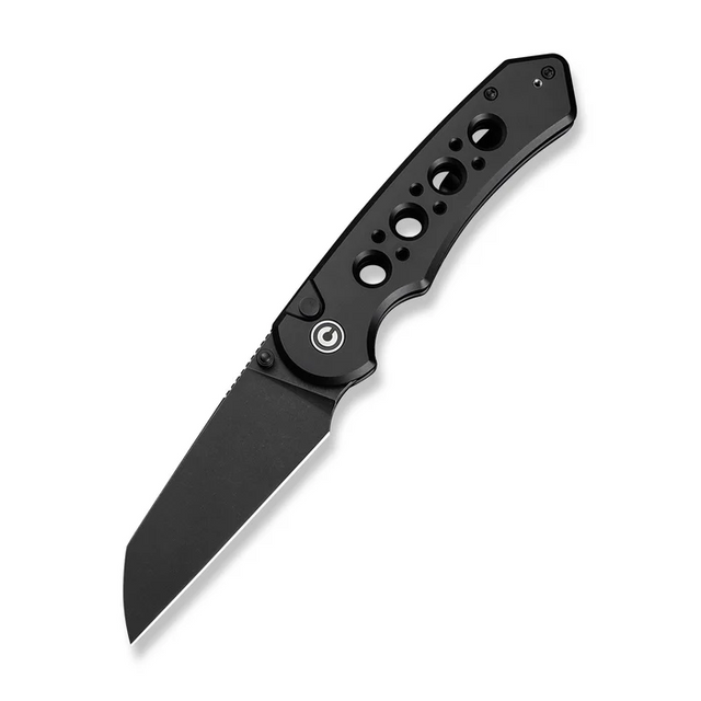 CIVIVI Knives C24067-1 CIVIVI Pragma Prime Thumb Stud & Button Lock Knife Black Aluminum Handle (3.49"" Black Stonewashed 14C28N Blade)