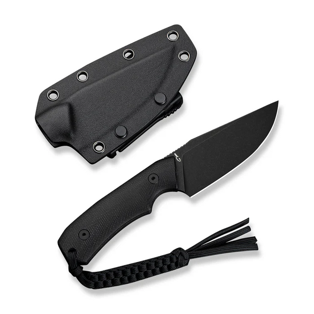 CIVIVI Knives C24058B-2 CIVIVI Gander Fixed Blade Knife Black Canvas Micarta Contoured Handle (3.63"" Black Stonewashed 14C28N Blade) CIVIVI Knives C24058B-2 CIVIVI Gander Fixed Blade Knife Black Canvas Micarta Contoured Handle (3.63"" Black Stonewashed 14C28N Blade)