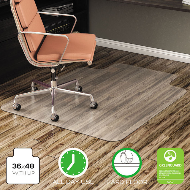 ALERA MAT3648HFL All Day Use Non-Studded Chair Mat for Hard Floors, 36 x 48, Lipped, Clear