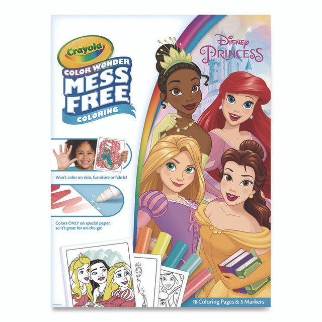 BINNEY & SMITH / CRAYOLA 757003 Disney Princess Color Wonder Kit, Includes Five Markers, Ages 3 and Up, 18 Pages