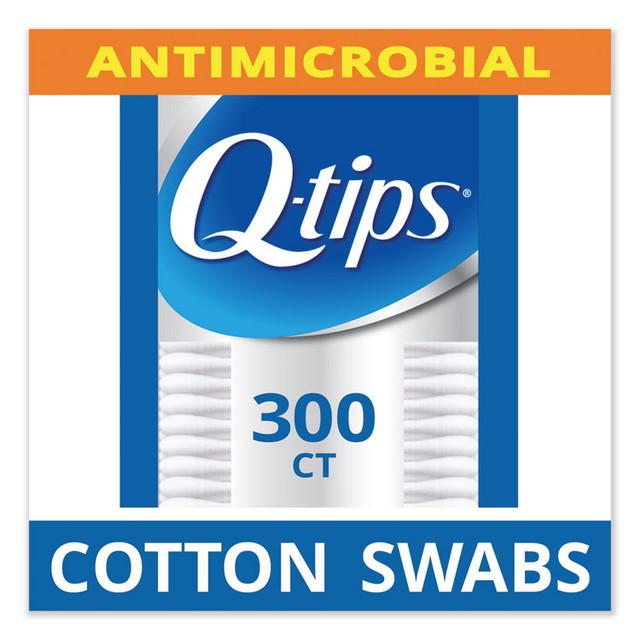 UNILEVER Q-tips® 17900CT Cotton Swabs, Antibacterial, 300/Pack, 12/Carton