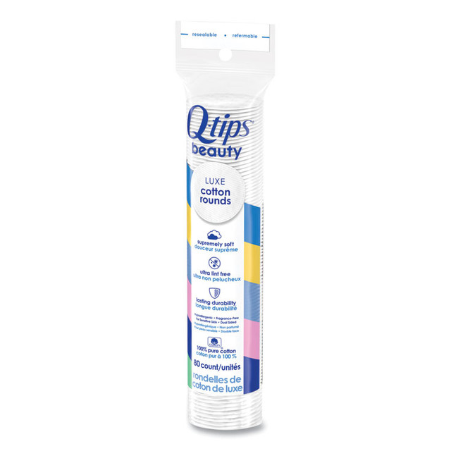 UNILEVER Q-tips® 030521004573 Beauty Rounds, 80 Count, 12 Packs/Carton