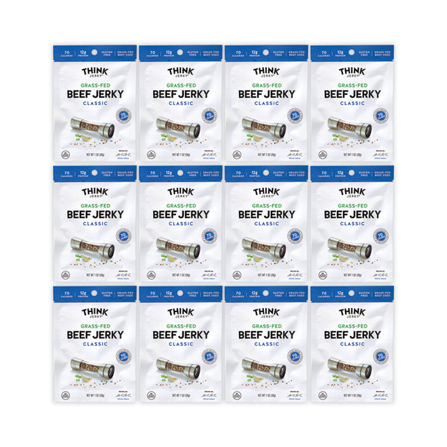 THINK JERKY, LLC 22000984 Classic Beef Jerky, 1 oz Pouch, 12/Pack