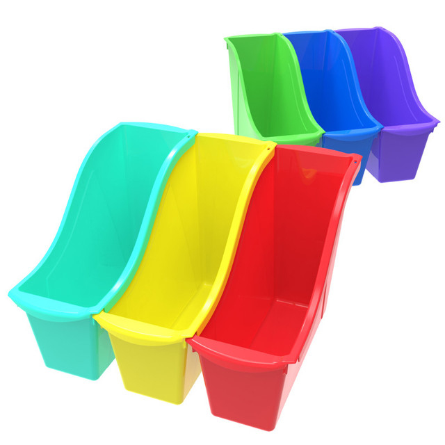 STOREX INDUSTRIES Storex Small Book Bin, Assorted Colors, Set of 6