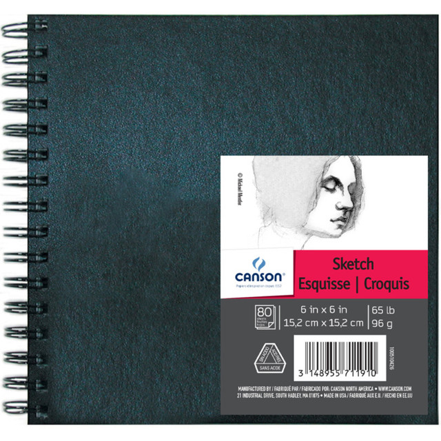 DIXON FINE ART Canson Artist Series Sketch Art Book, Black Cover, Wire Binding, 80 Sheet, 6X6 inch, 1 Count