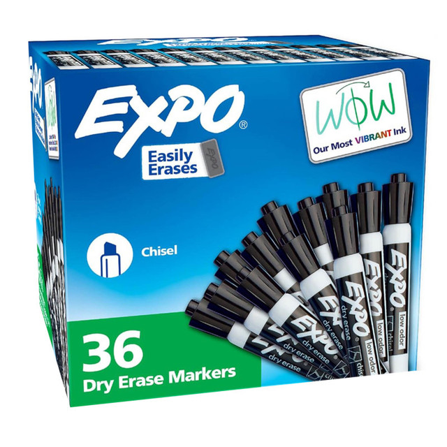 NEWELL BRANDS DISTRIBUTION LLC EXPO® Low Odor Dry Erase Markers, Chisel Tip, Black, 36 Count