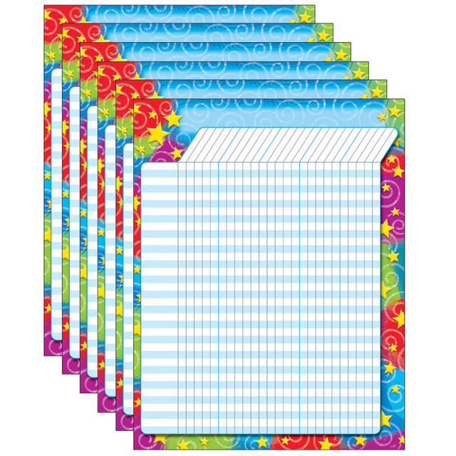 TREND ENTERPRISES INC. TREND Stars 'n Swirls Incentive Chart, 17" x 22", Pack of 6