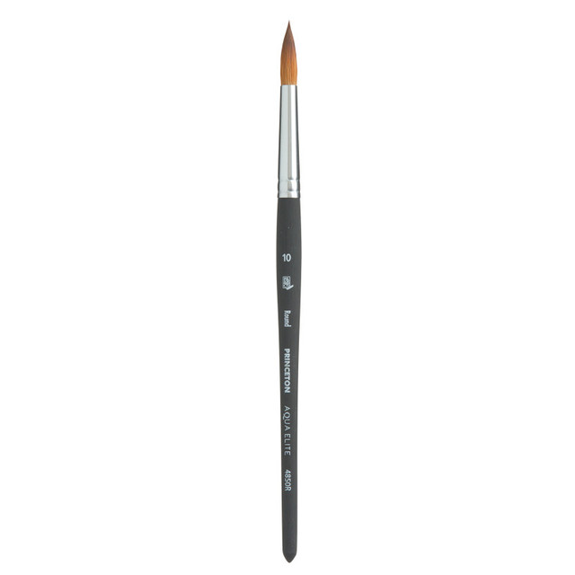 DIXON FINE ART Princeton Aqua Elite Round Brush, Synthetic Bristles, Short Handle Watercolor Paintbrush, Matte Black, Size 10, 1 Count