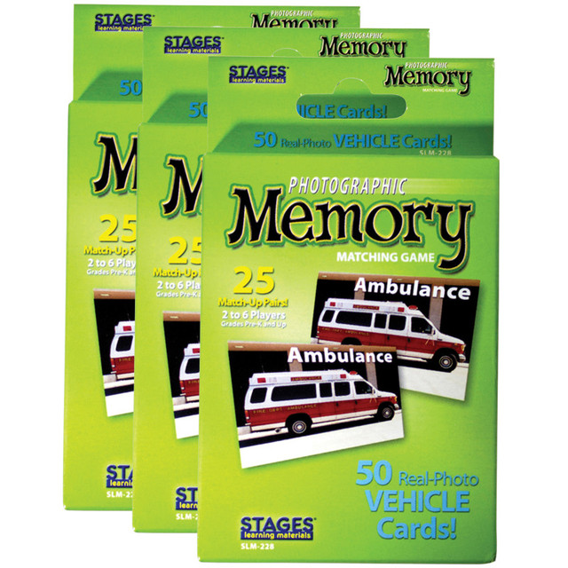 STAGES LEARNING MATERIALS Stages Learning Materials Photographic Memory Matching Game, Vehicles, Pack of 3