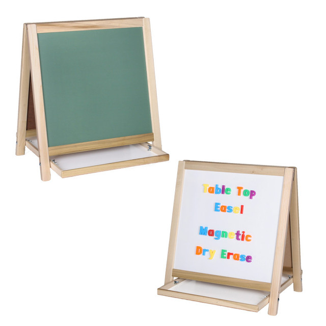 FLIPSIDE Crestline Products Magnetic Table Top Easel, Chalkboard/Whiteboard, 18.5" x 18"