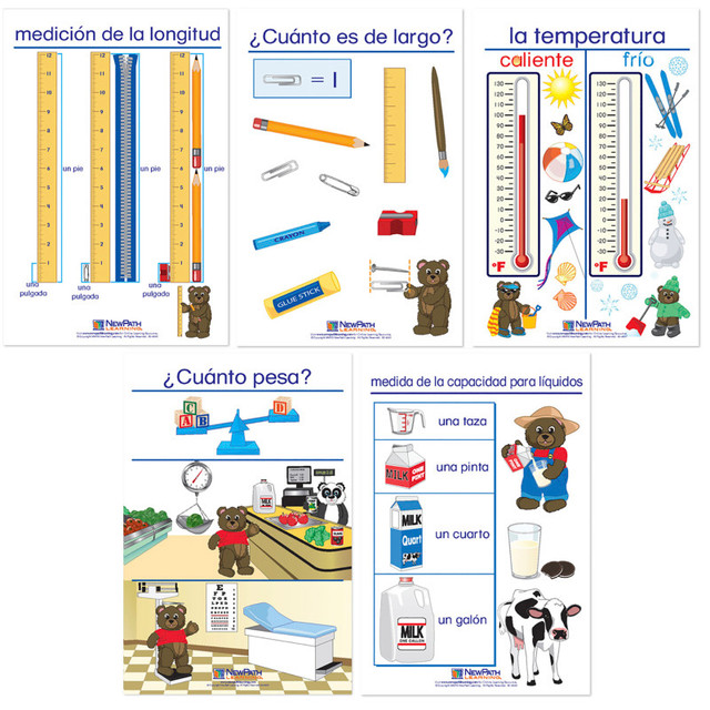 NEWPATH LEARNING NewPath Learning Measurement Bulletin Board Charts, Set of 5, Spanish Edition