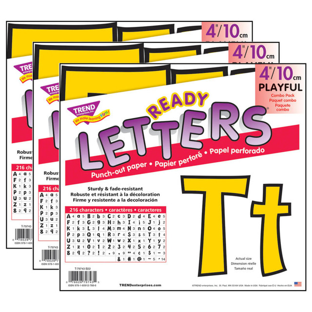 TREND ENTERPRISES INC. TREND Yellow 4" Playful Combo Ready Letters®, 3 Packs