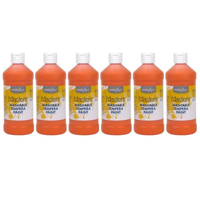 ROCK PAINT DISTRIBUTING CORP Handy Art® Little Masters® Washable Tempera Paint, Orange, 16 oz., Pack of 6