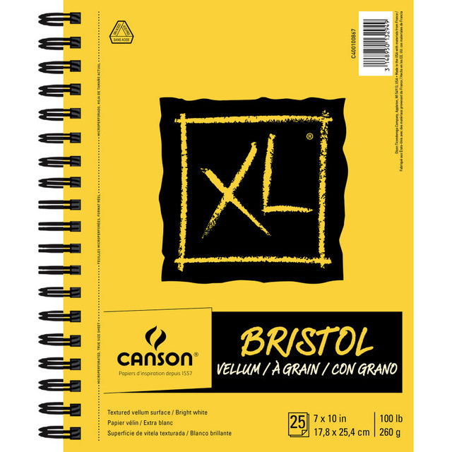 DIXON FINE ART Canson XL Series Bristol Pad, Vellum Finish, Wire Binding, 25 Sheet, 7x10 inch, 1 Count