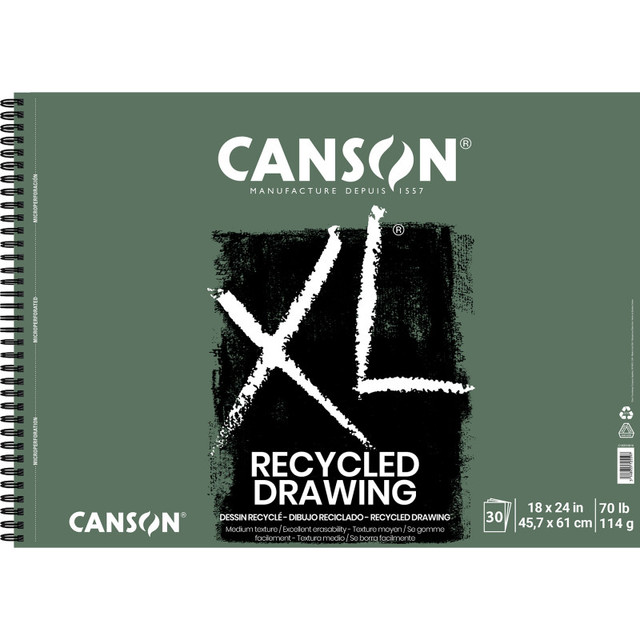 DIXON FINE ART Canson XL Series Drawing Pad, Recycled, Side Wire Binding, 30 Sheet, 18x24 inch, 1 Count