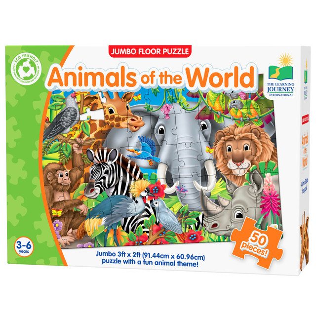 UNIVERSITY GAMES The Learning Journey International Jumbo Floor Puzzles - Animals of the World