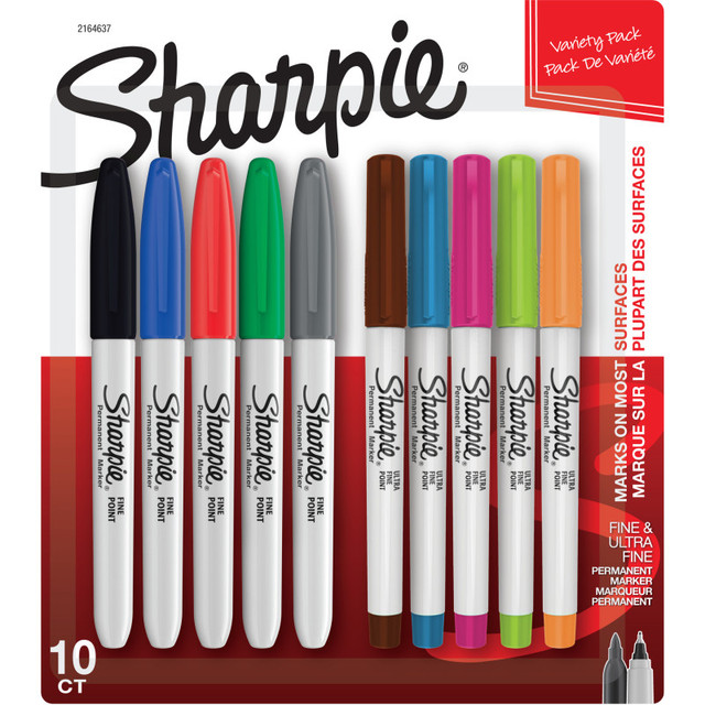 NEWELL BRANDS DISTRIBUTION LLC Sharpie® Fine and Ultra Fine Permanent Markers, Assorted, Pack of 10