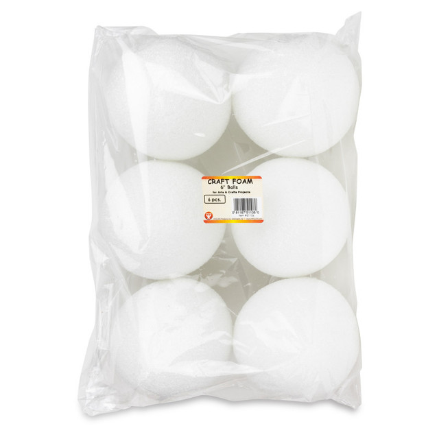 HYGLOSS PRODUCTS INC. Hygloss® Craft Foam Balls, 6 Inch, White, Pack of 6
