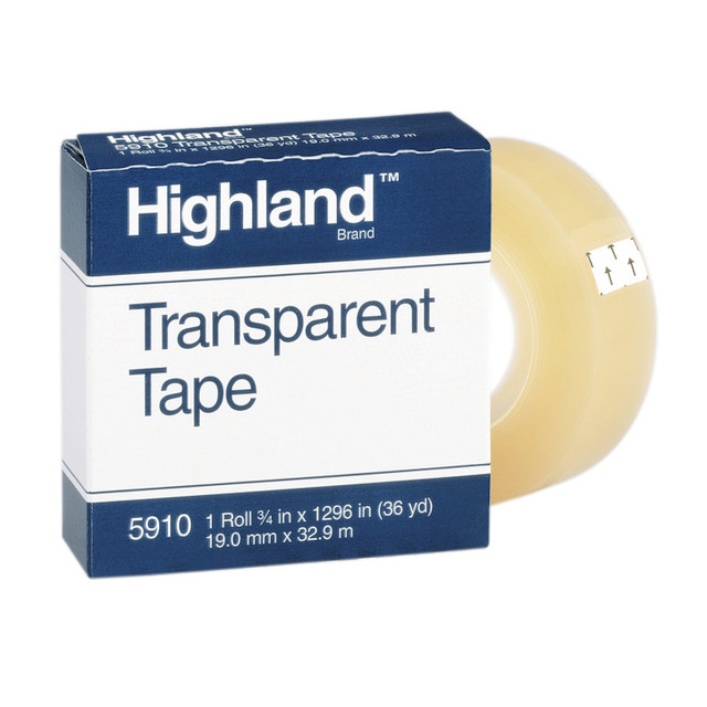 3M COMPANY Highland™ Transparent Tape, 3/4" x 1296", 1" Core, Clear