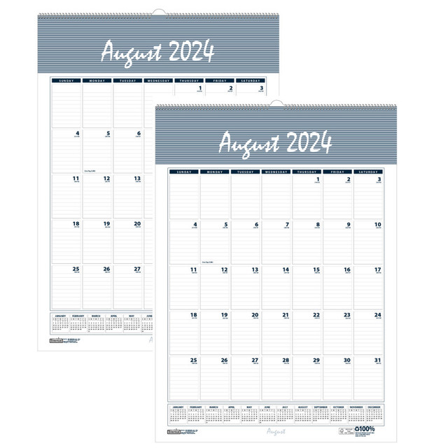 HOUSE OF DOOLITTLE House of Doolittle® Bar Harbor Academic Wall Calendar, 12" x 17", Pack of 2