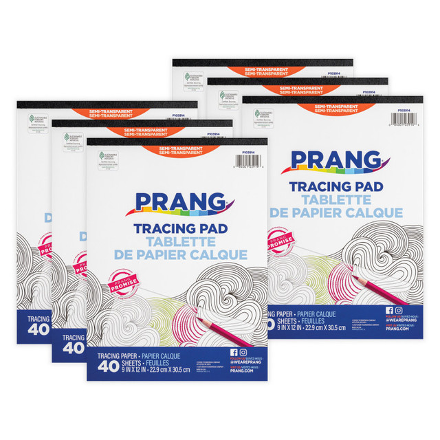 DIXON TICONDEROGA CO Prang® Tracing Paper Pad, Translucent, 9" x 12", 40 Sheets, Pack of 6