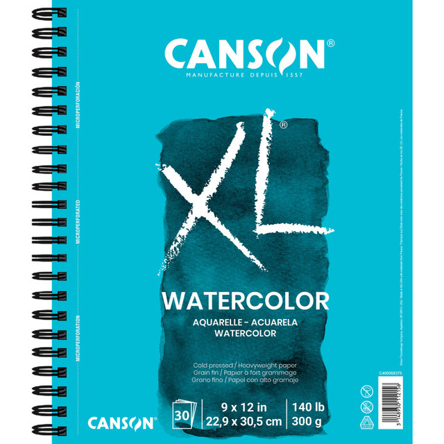DIXON FINE ART Canson XL Series Watercolor Pad, Heavyweight White Paper, Side Wire Binding, 30 Sheets, 9x12 inch, 1 Count