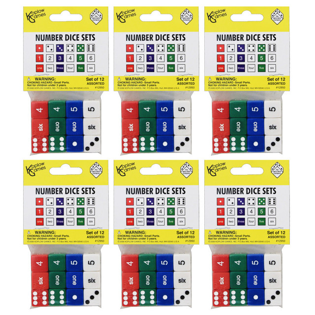 KOPLOW GAMES INC. Koplow Games Number Dice Set, 12 Per Pack, 6 Packs