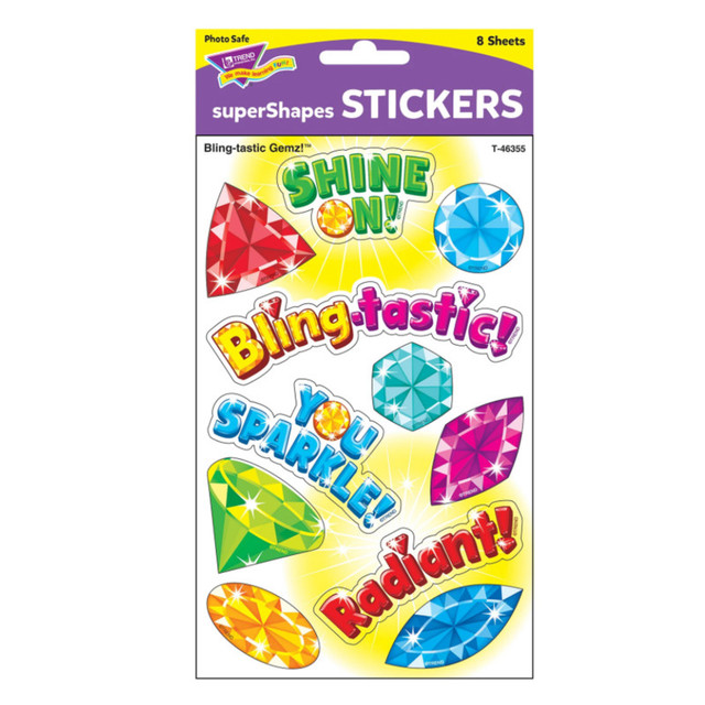 TREND ENTERPRISES INC. TREND Bling-tastic Gemz!™ Large superShapes Stickers, 88 ct.