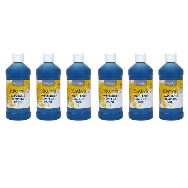 ROCK PAINT DISTRIBUTING CORP Handy Art® Little Masters® Washable Tempera Paint, Blue, 16 oz., Pack of 6