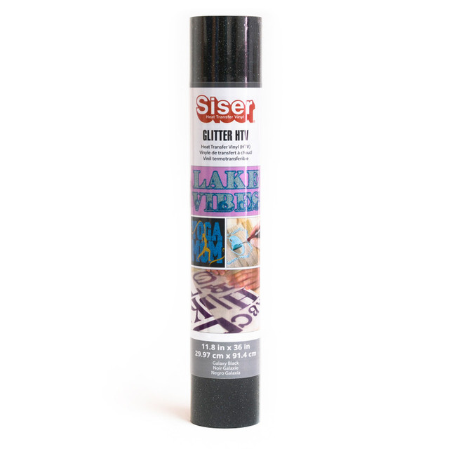 SISER NORTH AMERICA SISER Glitter HTV Heat Transfer Vinyl, 36", Galaxy Black