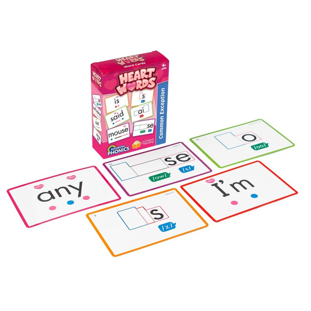 JUNIOR LEARNING Junior Learning® Rainbow Phonics Heart Word Cards, Common Exception Words