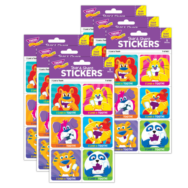 TREND ENTERPRISES INC. TREND I Lost A Tooth Tear & Share Stickers®, 30 Per Pack, 6 Packs