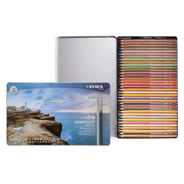 DIXON FINE ART Lyra® Graduate Watercolor Pencil Set Tin, Assorted Colors, 36 Pieces