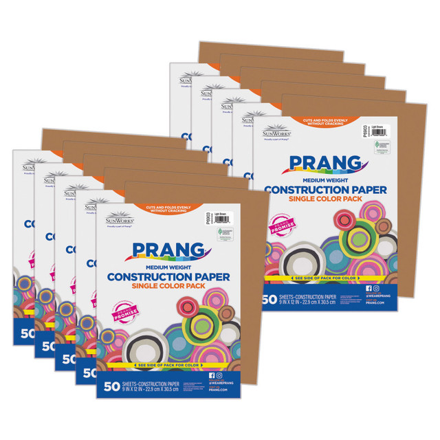 DIXON TICONDEROGA CO Prang® Construction Paper, Medium Weight, Light Brown, 9" x 12", 50 Sheets Per Pack, 10 Packs