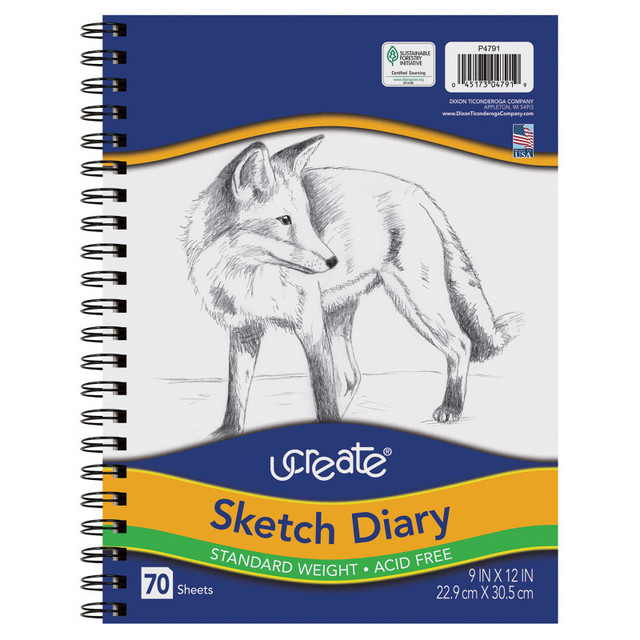 DIXON TICONDEROGA CO UCreate® Sketch Diary, Standard Weight, 12" x 9", 70 Sheets