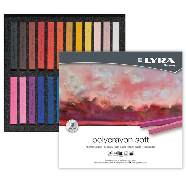 DIXON FINE ART Lyra® PolyCrayons Soft Pastel Sticks Set, Assorted Colors, 24 Pieces