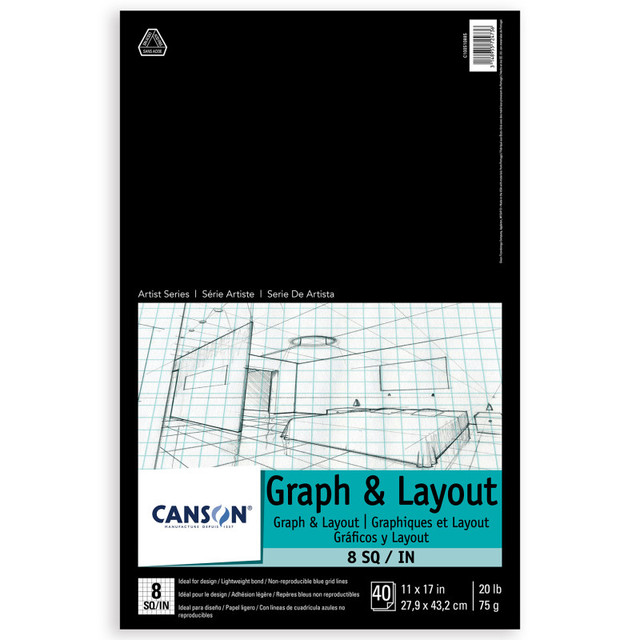 DIXON FINE ART Canson Artist Series Graph & Layout Pad, Foldover Binding, 10 Sheet, 11x17 inch, 1 Count