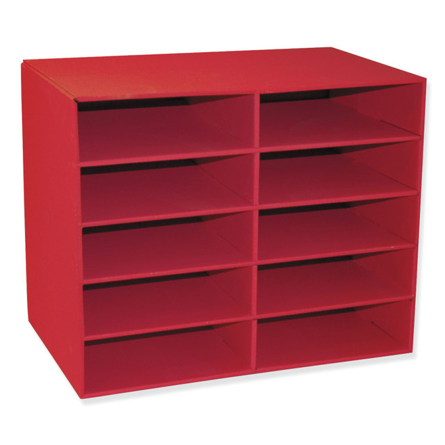 DIXON TICONDEROGA CO Classroom Keepers® 10-Shelf Organizer, Red, 17"H x 21"W x 12-7/8"D, 1 Organizer
