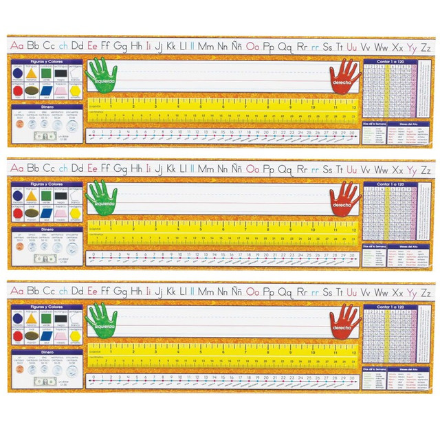 NORTH STAR TEACHER RESOURCE North Star Teacher Resources Traditional Manuscript Spanish Desk Plates, 19" x 5", 36 Per Pack, 3 Packs