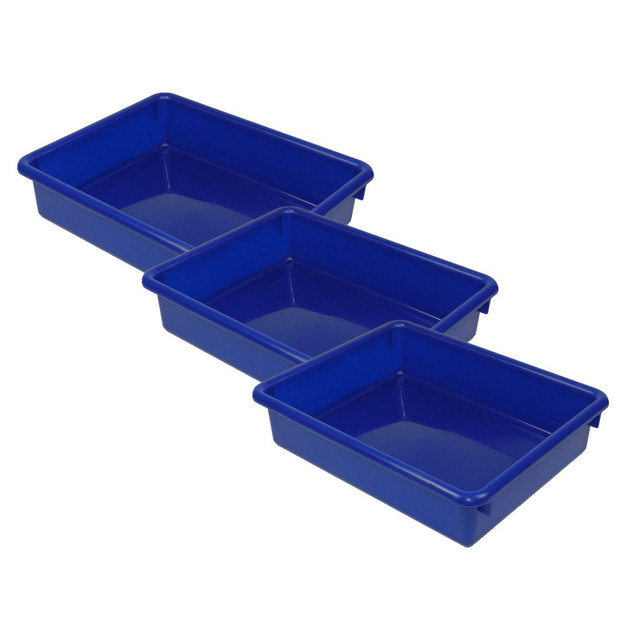ROMANOFF PRODUCTS Romanoff Stowaway® 3" Letter Tray no Lid, Blue, Pack of 3