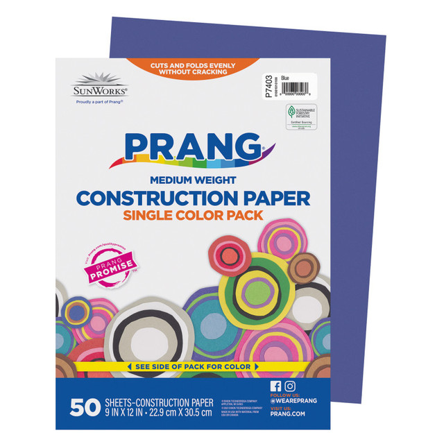 DIXON TICONDEROGA CO Prang® Construction Paper, Medium Weight, Blue, 9" x 12", 50 Sheets
