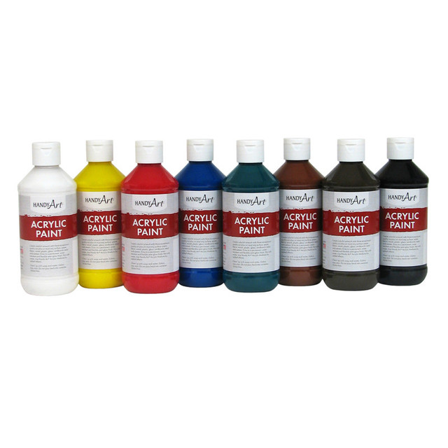 ROCK PAINT DISTRIBUTING CORP Handy Art® Acrylic Paint, 8 oz., Primary 8-Color Set