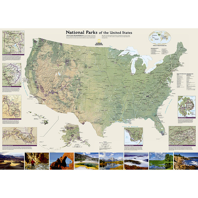 NATIONAL GEOGRAPHIC MAPS National Geographic National Parks of the United States Map, Laminated, 42" x 30"