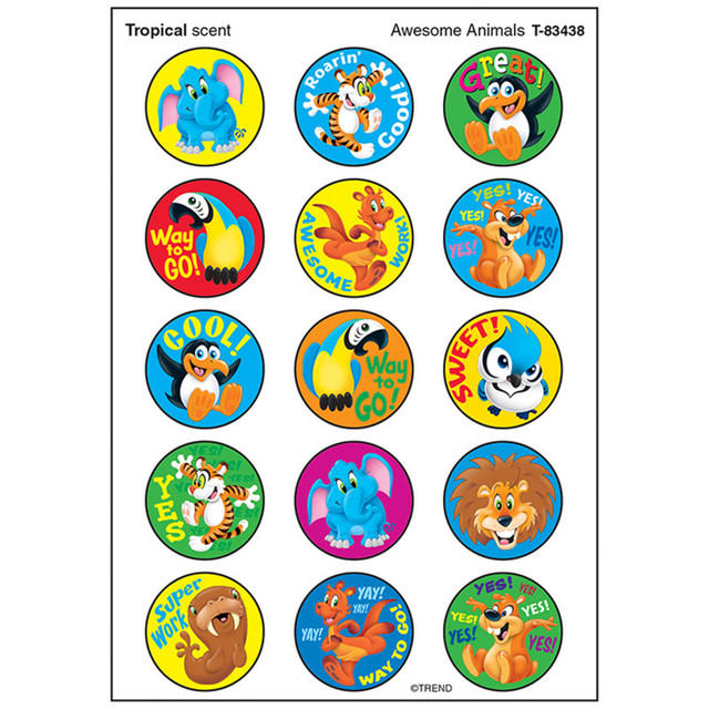 TREND ENTERPRISES INC. TREND Awesome Animals/Tropical Stinky Stickers®, 60 ct.