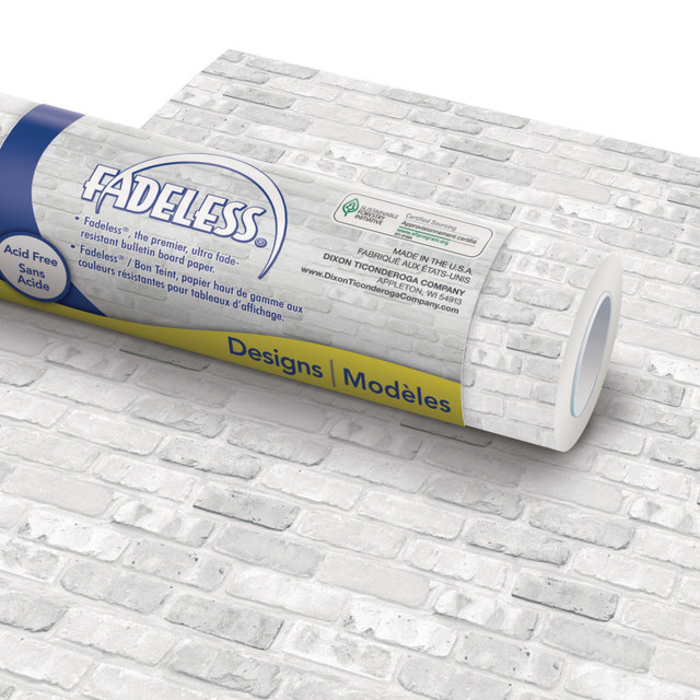 DIXON TICONDEROGA CO Fadeless® Bulletin Board Art Paper, White Brick, 48" x 50', 1 Roll