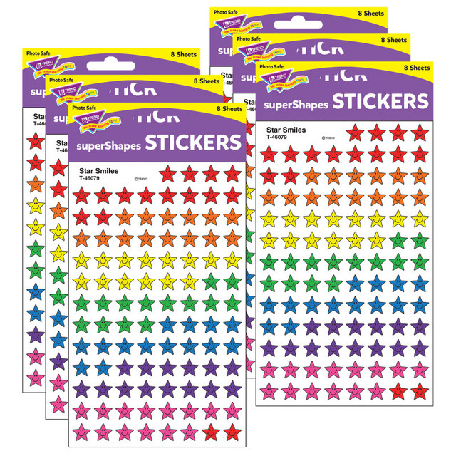 TREND ENTERPRISES INC. TREND Star Smiles superShapes Stickers, 800 Per Pack, 6 Packs