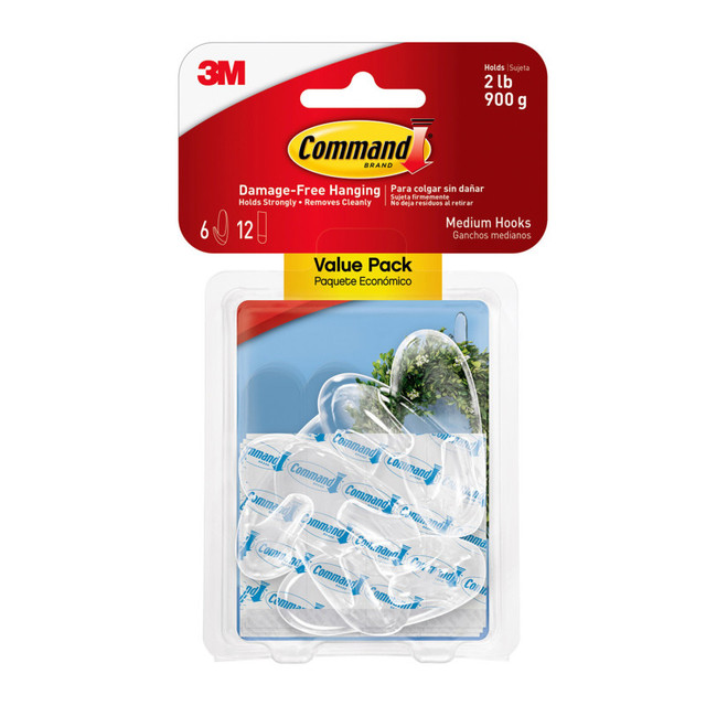 3M COMPANY 3M® Command™ Clear Medium Hooks Value Pack, 6 Count