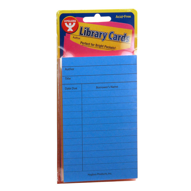 HYGLOSS PRODUCTS INC. Hygloss® Library Cards, Assorted Colors, Pack of 500
