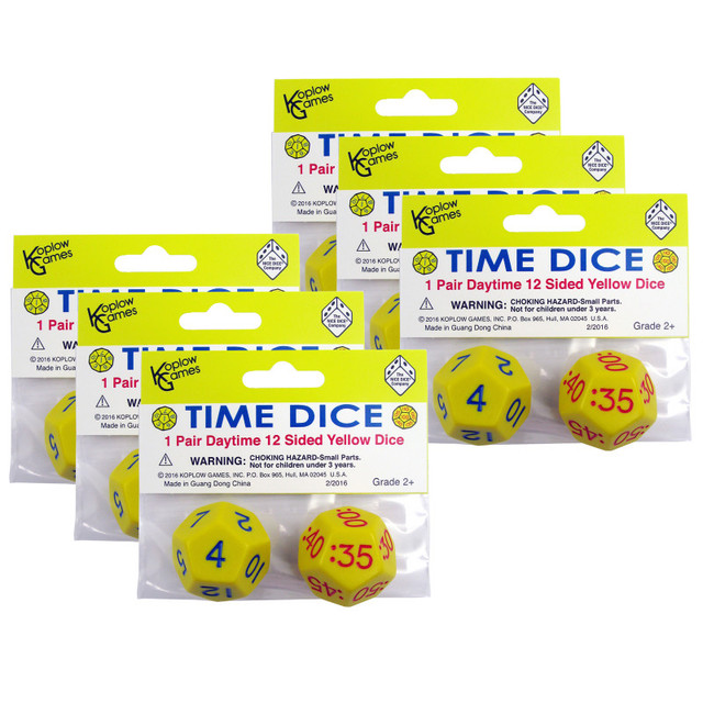 KOPLOW GAMES INC. Koplow Games Time Dice, Pair of Yellow (AM), 6 Sets