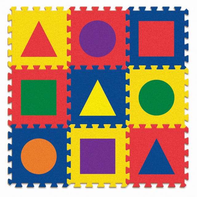 DIXON TICONDEROGA CO WonderFoam® Carpet Tiles, Shapes, 12" x 12", 9 Count